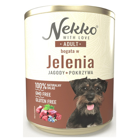 NEKKO MOKRA KARMA DLA PSA ADULT JELEŃ JAGODY POKRZYWA 4x800g