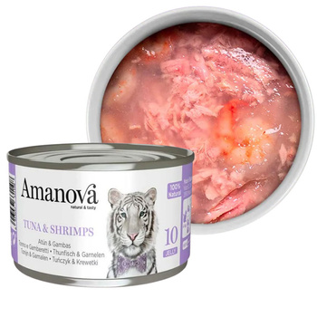 AMANOVA 10 MOKRA KARMA DLA KOTA TUŃCZYK KREWETKI W GALARECIE 70g