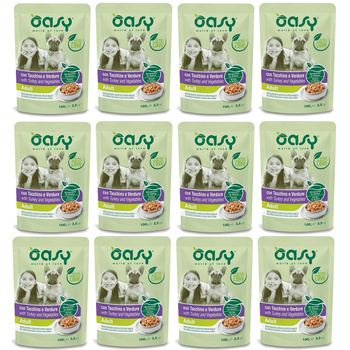 OASY STRIPS IN GRAVY ADULT MOKRA KARMA DLA PSA INDYK Z WARZYWAMI 12x100g