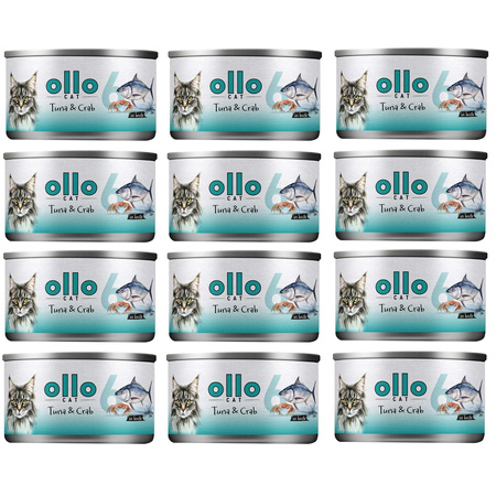 OLLO nr6 MOKRA KARMA W PUSZCE DLA KOTA KOCIĄT NATURALNA TUŃCZYK I KRAB 12x70g