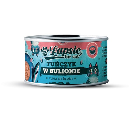 ŁAPSIE FOR CAT MOKRA KARMA DLA KOTA MIX SMAKÓW W BULIONIE PUSZKA 16x80g