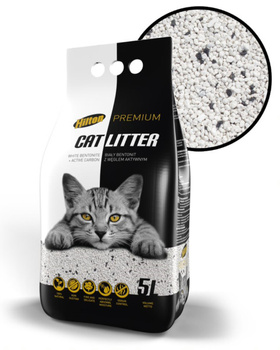 HILTON BIAŁY ŻWIREK BENTONITOWY Z WĘGLEM AKTYWNYM DLA KOTÓW 5L