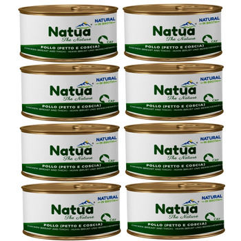 NATUA NATURAL MOKRA KARMA DLA KOTÓW KURCZAK PIERŚ I UDKA W BULIONIE PUSZKA KOTA 8x85g