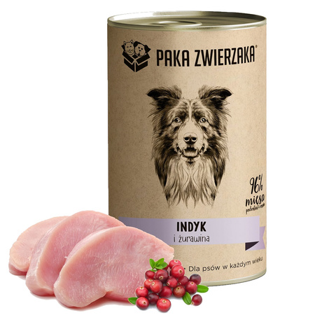 PAKA ZWIERZAKA MOKRA KARMA DLA PSA INDYK I ŻURAWINA 400g