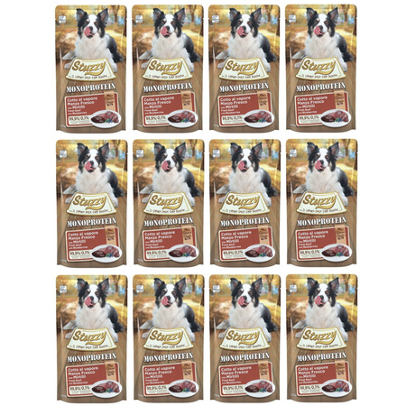 STUZZY MONOPROTEIN MOKRA KARMA DLA PSA WOŁOWINA Z JAGODAMI 12x150g