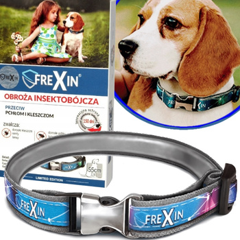 FREXIN OBROŻA NA PCHŁY I KLESZCZE DLA PSA PSÓW ŚREDNIE RASY REGULOWANA 55cm
