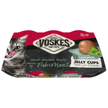 PRZYSMAK PRZEKĄSKA DLA KOTA VOSKES JELLY CUPS TUNA CHICKEN TUŃCZYK KURCZAK 6x25g