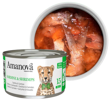AMANOVA 15 MOKRA KARMA DLA KOTA SARDYNKI KREWETKA W GALARECIE 70g