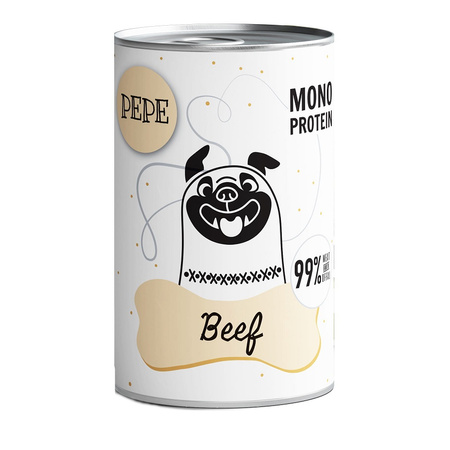 PAKA ZWIERZAKA MOKRA KARMA DLA PSA PEPE BEEF WOŁOWINA 18x400g