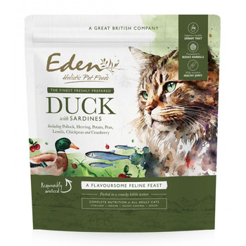 EDEN KARMA SUCHA PEŁNOPORCJOWA DLA KOTA DOROSŁEGO SENIORÓW KACZKA I SARDYNKA 1,5kg