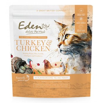 EDEN KARMA SUCHA PEŁNOPORCJOWA DLA KOTA DOROSŁEGO SENIORÓW KOCIĄT INDYK I KURCZAK 1,5kg