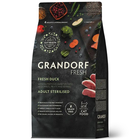 GRANDORF FRESH DUCK ADULT STERILISED KACZKA BATATY KARMA DLA KOTÓW STERYLIZOWANYCH 2kg