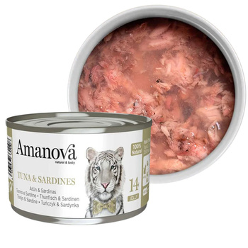 AMANOVA 14 MOKRA KARMA DLA KOTA TUŃCZYK SARDYNKI W GALARECIE 70g