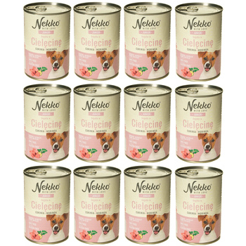NEKKO JUNIOR MOKRA KARMA DLA SZCZENIĄT PSA CIELĘCINA CUKINIA 12x400g