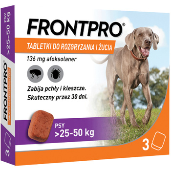 FRONTPRO TABLETKI SMAKOWE NA PCHŁY I KLESZCZE DLA PSÓW 25-50kg 3 szt.