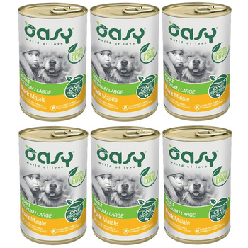 OASY ADULT MEDIUM LARGE MOKRA KARMA DLA PSÓW ŚREDNIE DUŻE RASY WIEPRZOWINA 6x400g
