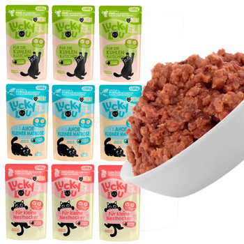 LUCKY LOU LIFESTAGE KITTEN MOKRA KARMA DLA KOCIĄT KOCIAKA MIX SMAKÓW 9x125g