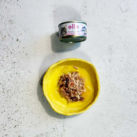 OLLO nr2 MOKRA KARMA W PUSZCE DLA KOTA KOCIĄT NATURALNA TUŃCZYK KURCZAK ŁOSOŚ 12x70g