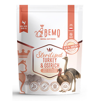 BEMO CAT STERILISED TURKEY OSTRICH KARMA SUCHA DLA KOTA INDYK I STRUŚ 500g