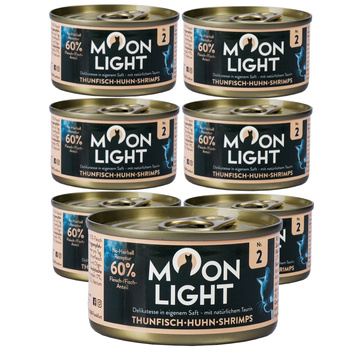 MOONLIGHT DINNER Nr2 MOKRA KARMA W PUSZCE DLA KOTA TUŃCZYK KURCZAK KREWETKI 7x80g