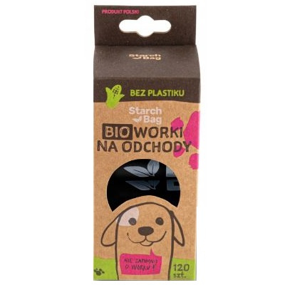 StarchBag WORKI NA ODCHODY PSA PSIE KUPY BIODEGRADOWALNE CZARNE 21x32cm 120szt 8x15szt