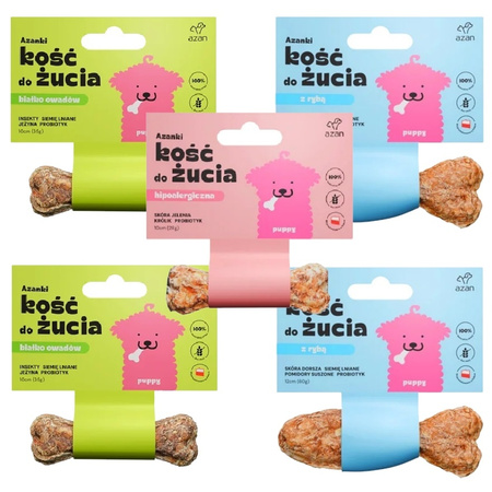 AZANKI PUPPY PRZYSMAKI DLA SZCZENIĄT KOŚĆ DO ŻUCIA MIX SMAKÓW 5 sztuk