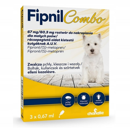 APTUS FIPNIL COMBO S KROPLE NA PCHŁY KLESZCZE DLA MAŁYCH PSÓW 2-10 kg PIPETY 3x0,67ml