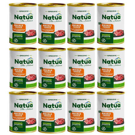 KARMA MOKRA DLA PSA MONOPROTEINOWA NATURALNA NATUA WIEPRZOWINA PASZTET 12x400g