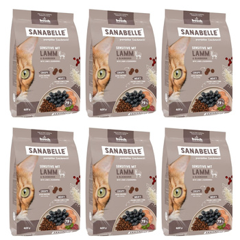 SANABELLE ADULT SENSITIVE LAMB KOMPLETNA SUCHA KARMA DLA KOTA Z JAGNIĘCINĄ 6x400g