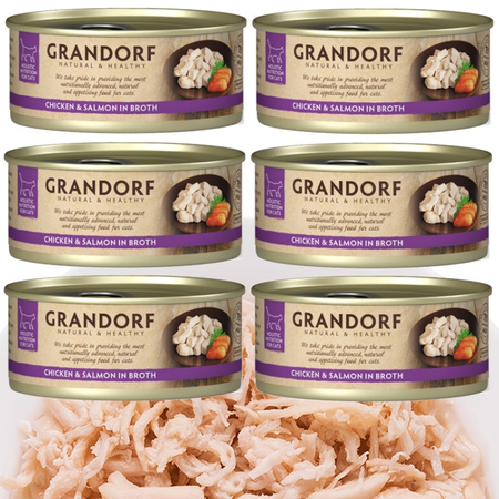 GRANDORF FILET KURCZAKA Z ŁOSOSIEM KARMA KOTA ALERGIE POKARMOWE 6x70g