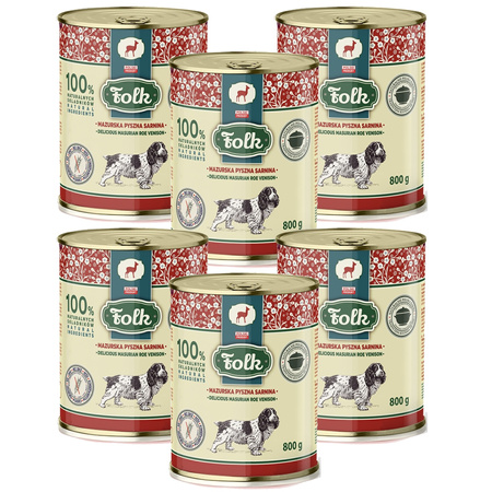  KARMA MOKRA DLA PSA PEŁNOPORCJOWA FOLK MAZURSKA PYSZNA SARNINA PUSZKA 6x800g