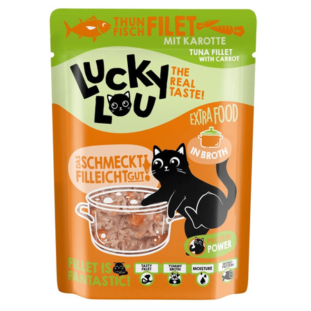 LUCKY LOU EXTRAFOOD KARMA DLA KOTA PRZYSMAK POLEWA TUŃCZYK MARCHEWKA W SOSIE 70g