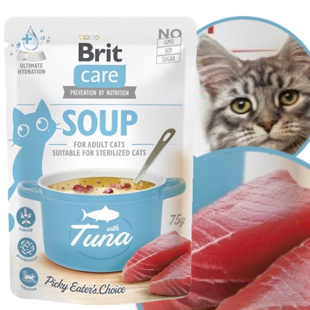 BRIT CARE CAT SOUP TUNA ZUPA KARMA NAPÓJ DRINK DLA KOTA TUŃCZYK 75g