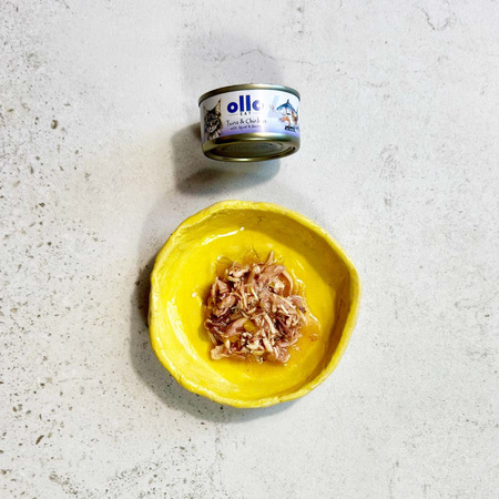 OLLO nr4 MOKRA KARMA W PUSZCE DLA KOTA KOCIĄT NATURALNA TUŃCZYK KURCZAK KAŁAMARNICA KREWETKI 12x70g