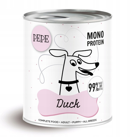 PAKA ZWIERZAKA KARMA DLA PSA SZCZENIĄT PEPE MONOPROTEIN DUCK KACZKA 800g