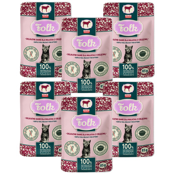 KARMA MOKRA DLA KOCIĄT FOLK KITTEN PEŁNOPORCJOWE DANIE Z CIELĘCINY SASZETKA 6x85g