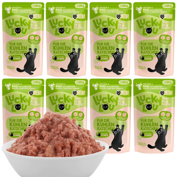 LUCKY LOU LIFESTAGE KITTEN MOKRA KARMA DLA KOCIĄT DRÓB WOŁOWINA 8x125g