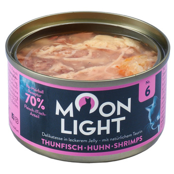 MOONLIGHT DINNER Nr6 MOKRA KARMA W PUSZCE DLA KOTA TUŃCZYK KURCZAK KREWETKI W GALARETCE  80g