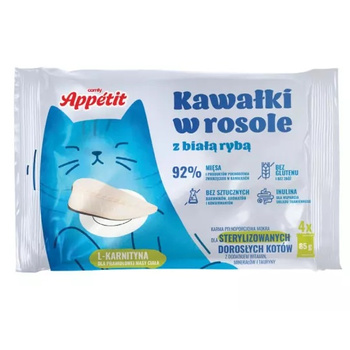 COMFY APPETIT MOKRA KARMA DLA KOTA STERYLIZOWANEGO SASZETKI BIAŁA RYBA W ROSOLE 4x85g