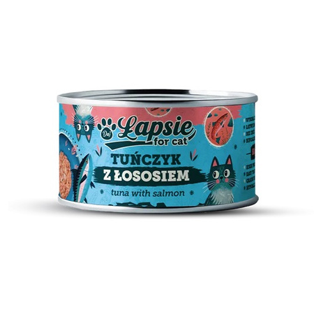 ŁAPSIE FOR CAT MOKRA KARMA DLA KOTA MIX SMAKÓW W BULIONIE PUSZKA 16x80g