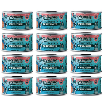 ŁAPSIE FOR CAT MOKRA KARMA DLA KOTA FILET Z TUŃCZYKA W BULIONIE PUSZKA 12x80g