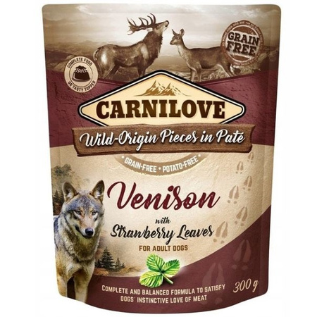 CARNILOVE DOG POUCH VENISON & STRAWBERRY KARMA DLA PSA DZICZYZNA TRUSKAWKI 4x300g