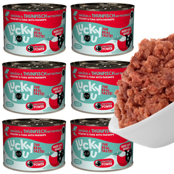LUCKY LOU LIFESTAGE MOKRA KARMA DLA KOTA POKARM KOTÓW DRÓB TUŃCZYK 6x200g
