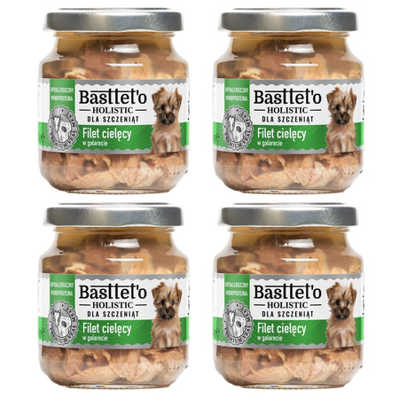 BASTTETO HOLISTIC MONOPROTEINOWA KARMA DLA SZCZENIĄT FILET CIELĘCY W GALARECIE 4x130g