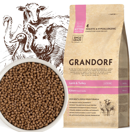 GRANDORF LAMB TURKEY KITTEN JAGNIĘCINA INDYK KARMA DLA KOCIĄT 400g