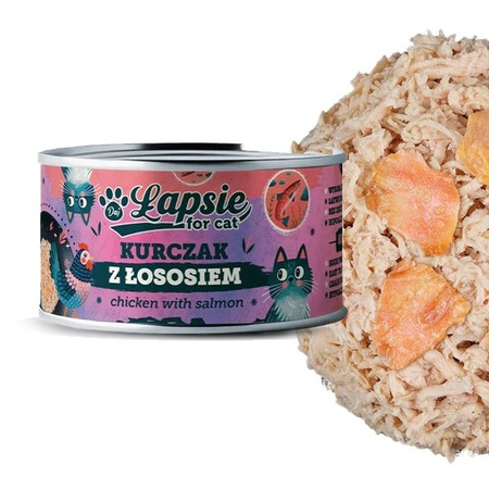 DAJ ŁAPSIE FOR CAT MOKRA KARMA DLA KOTA KURCZAK Z ŁOSOSIEM W BULIONIE PUSZKA 80g