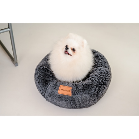 LEGOWISKO POSŁANIE KOJEC DLA MAŁEGO ŚREDNIEGO PSA KOTA SHAGGY OKRĄGŁE M GRAFIT 45cm