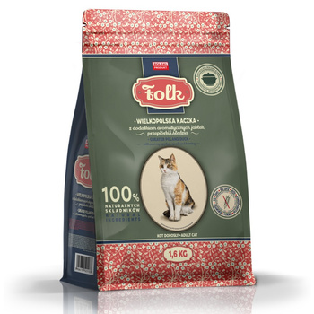 KARMA SUCHA DLA KOTA FOLK PEŁNOPORCJOWA KACZKA JABŁKA PRZEPIÓRKA ŚLEDŹ 1,6kg