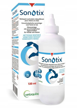 VETOQUINOL SONOTIX PREPARAT DO CZYSZCZENIA USZU DLA PSÓW KOTÓW 120ml