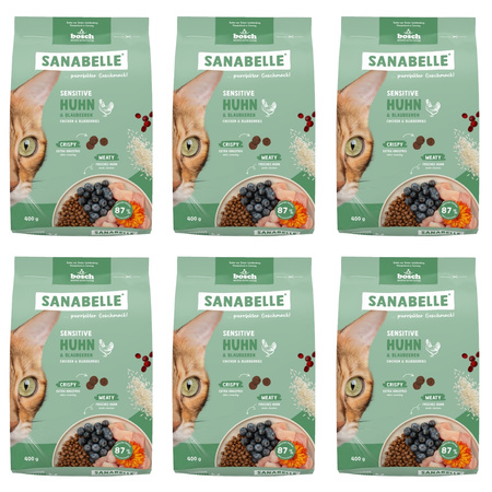 SANABELLE ADULT SENSITIVE HUHN KOMPLETNA SUCHA KARMA DLA KOTA KURCZAK 6x400g